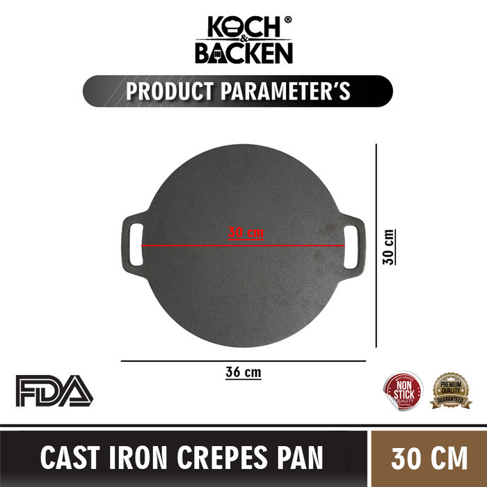 KOCH&BACKEN Cast Iron Crepes Pan - Loyang Crepes Wajan Datar