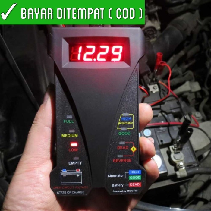 Tester Aki Accu Baterai Mobil Motor Digital Alat Ukur Voltase Test