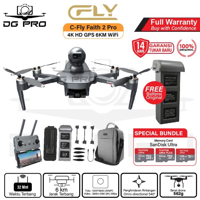 C-Fly Faith 2 Pro Gps 6Km Wifi Fpv Drone With 3-Axis Gimbal 4K Hd Cam