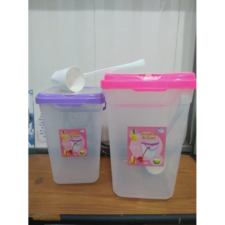 Toples Es Buah 25 Liter + Gayung Box Lovenia Wadah Box Plastik Besar
