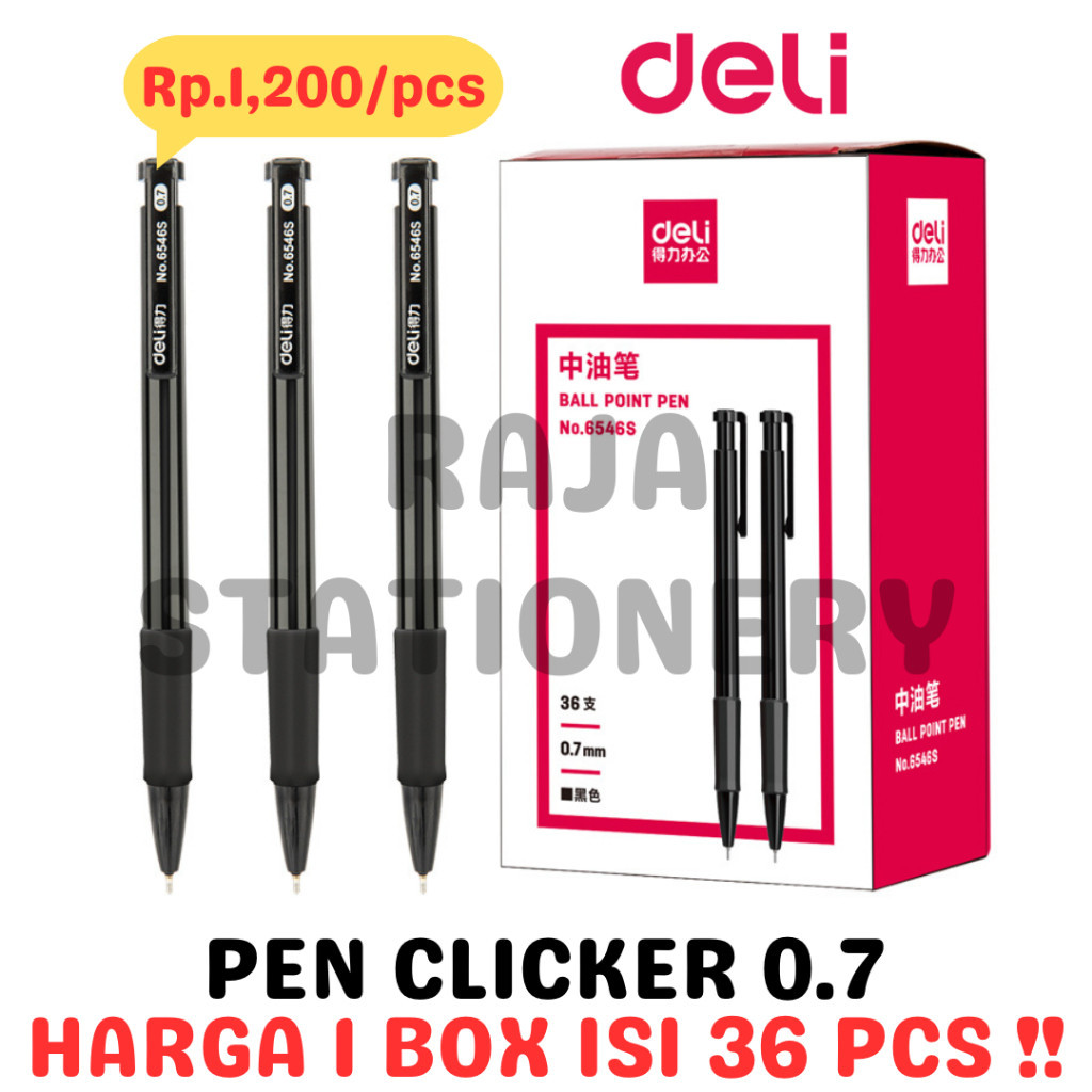 

DELI BALL PEN CLICKER 0.7 BLACK BLUE RED PULPEN BOLPOIN PEN DELI CETEK 0.7MM HITAM BIRU MERAH 6546S BOX [36PCS] RAJA BIG BOX