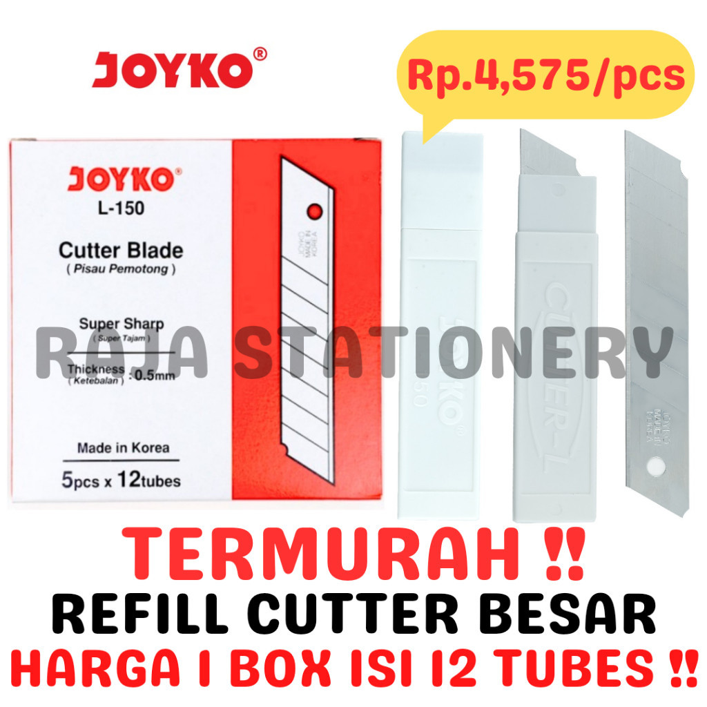 

JOYKO REFILL CUTTER BLADE ISI ULANG CUTTER ISI KATER JOYKO L-500 BESAR PISAU L-150 [12PCS] RAJA BIG BOX