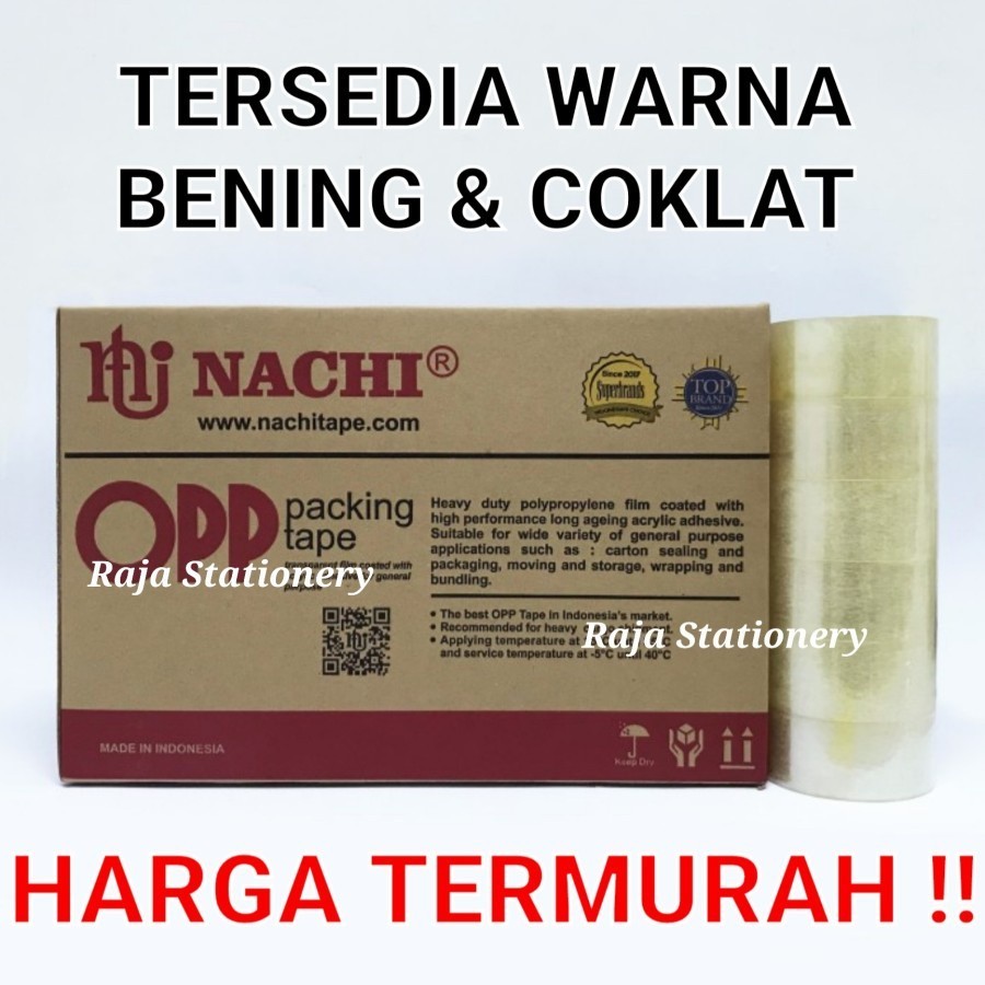 

LAKBAN NACHI 2 INCH 100 YARD 48MM OPP BENING COKLAT TAPE 1 DUS 72 ROLL MURAH BERKUALITAS RAJA BIG BOX