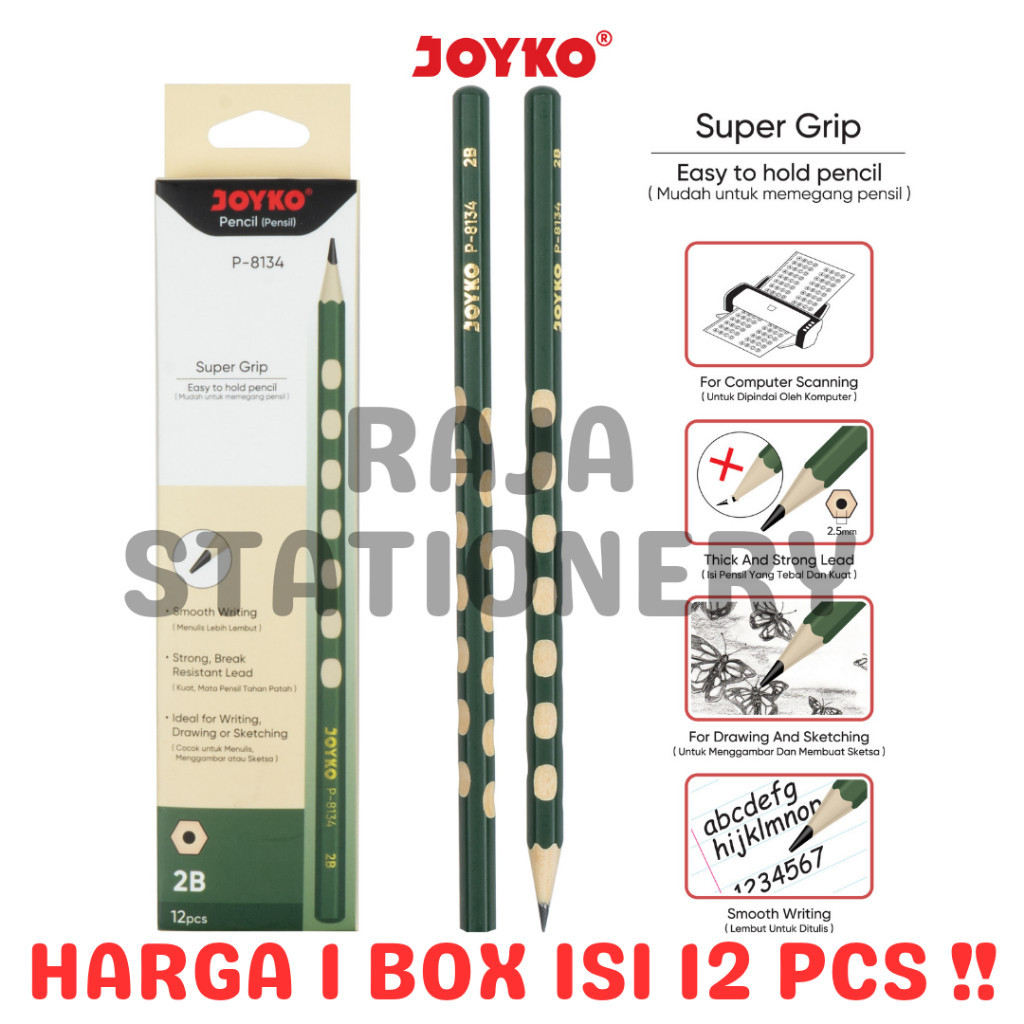 

JOYKO PENCIL SUPER GRIP PENSIL KAYU JOYKO 2B KOMPUTER P-8134 [12PCS] RAJA BIG BOX