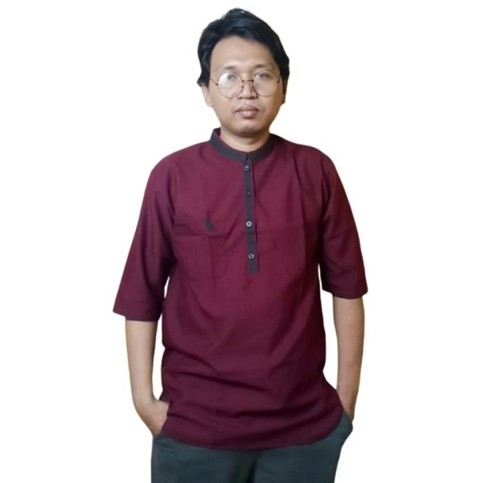 DND BAJU KEMKO KEMEJA KOKO PRIA COWOK KURTA DEWASA MOTIF AGAM LENGAN 3/4 SANTRI MUSLIM LEBARAN ORI