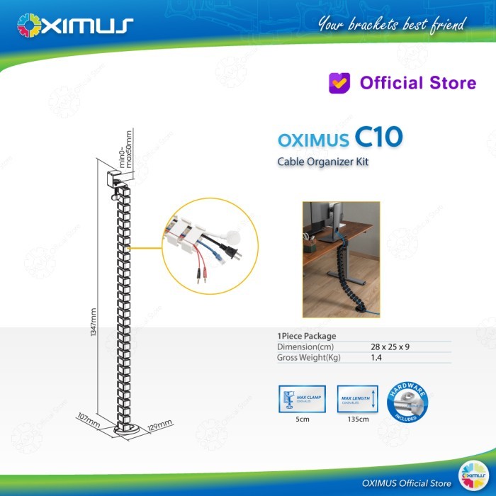 

ORGANIZER KABEL PROTEKTOR MODULAR KABEL MANAGEMENT JEPIT OXIMUS C10