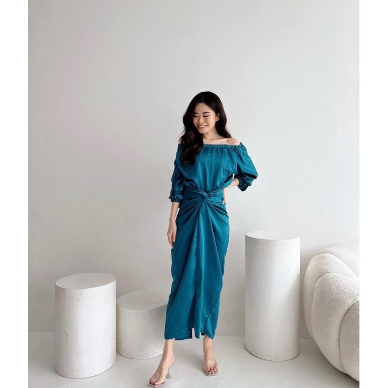 Dyna Dress Ikat Simple Polos Premium Ala Korea Simple Polos Ec 9367 / Gaun Dress Maxi Simple / Dress