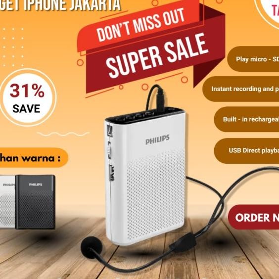 Philips SBM200 Speaker Pinggang Mic Headset Waistband Original Terlaris