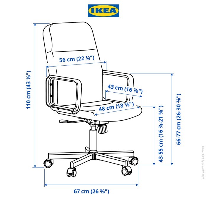Ikea Renberget Kursi Kerja Putar Minimalis Hitam