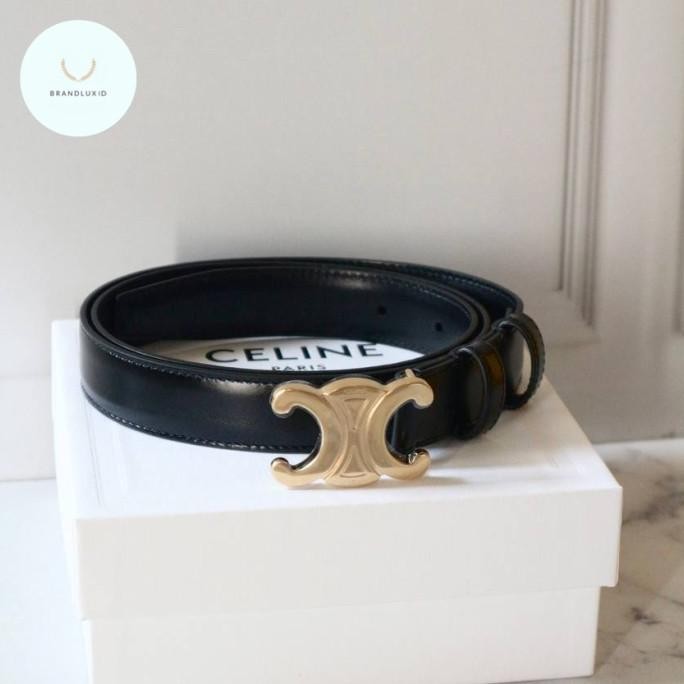 Celine medium triomphe belt 2.5cm / 25mm black ghw