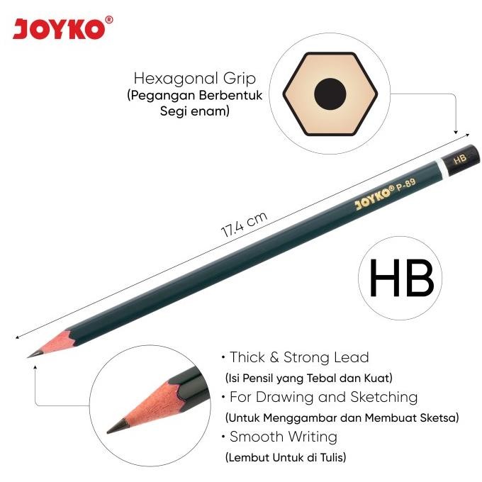 

Pencil / Pensil Joyko P-89 / HB / 1 BOX 12 PCS