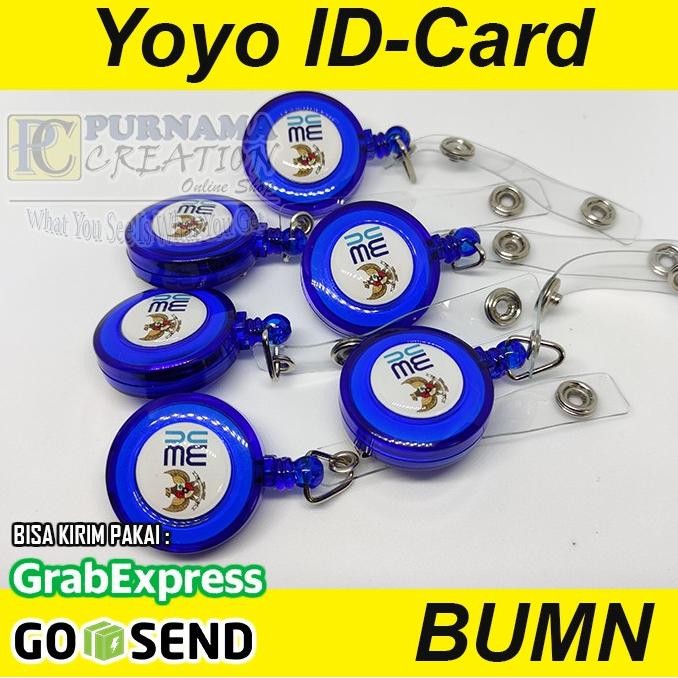 

Yoyo IDCARD BUMN warna biru dengan background logo warna putih