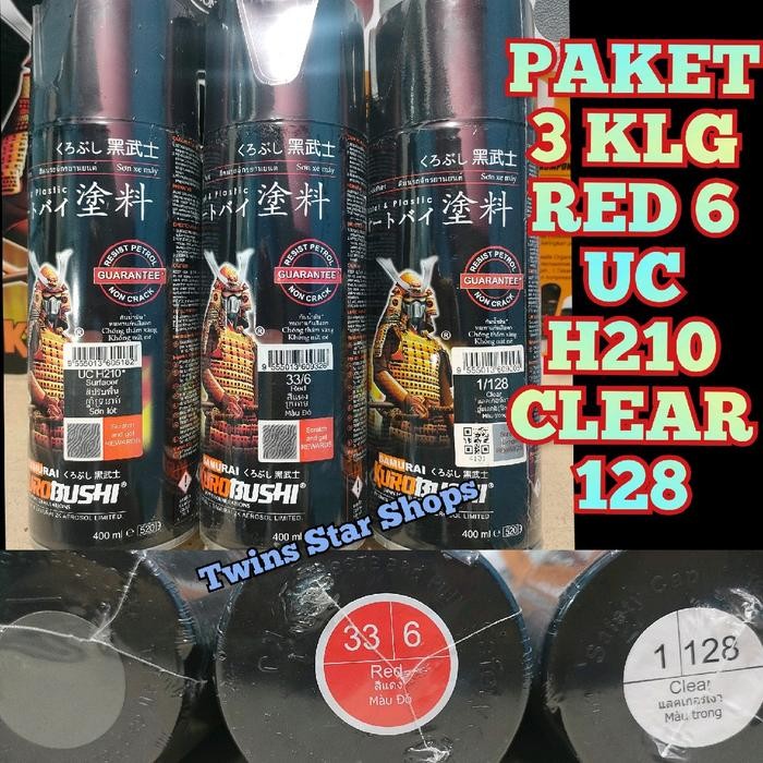 Samurai Paint Paket 3 Kaleng Pilok Pilox Cat Semprot Samurai Paketan Lengkap Merah Red 6 Epoxy