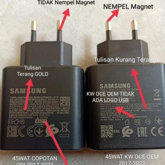 Charger Samsung galaxy A33 A53 A71 A72 A73 A80 Copotan 45Watt