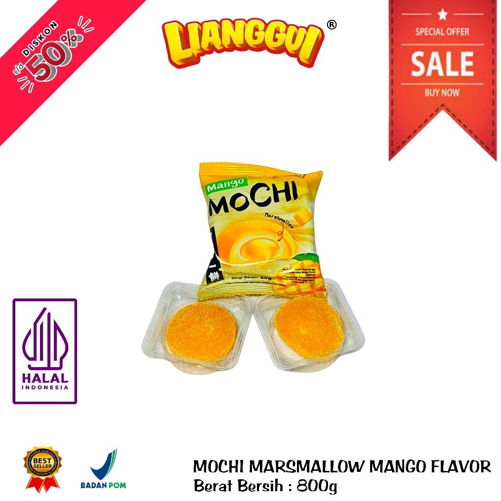 

ii-99 HALALLianggui Mochi Daifuku Lembut 25g - Rasa Matcha & Mangga, Camilan Viral Jepang, Manis dan Kenyal, Snack Kue Lebaran Termurah