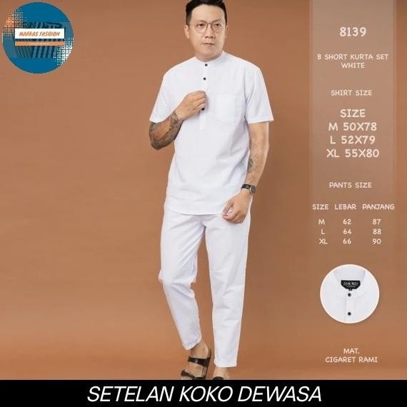 Terbaik Kemeja Kurta Pria Satu Set Celana Setelan Baju Koko Putih Pria Premium Pengiriman Cepat