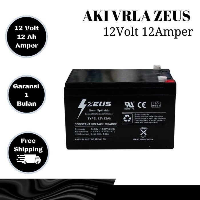 Battery Baterai Aki Sepeda Listrik 12V 12AH 2HR Zeus E-Bike