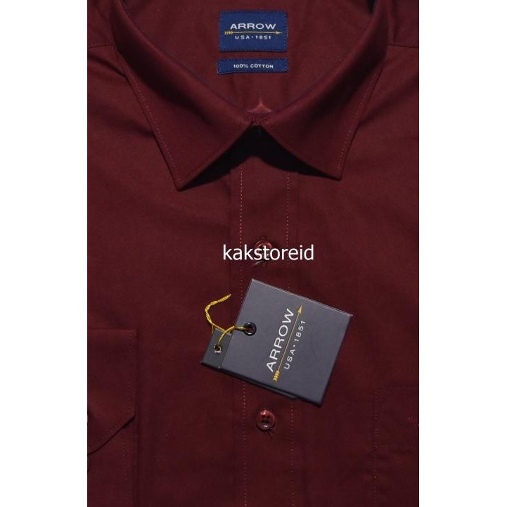 Kemeja Pria Formal Lengan Panjang ARROW Marun Reguler ARR 116 ORIGINAL Terlaris