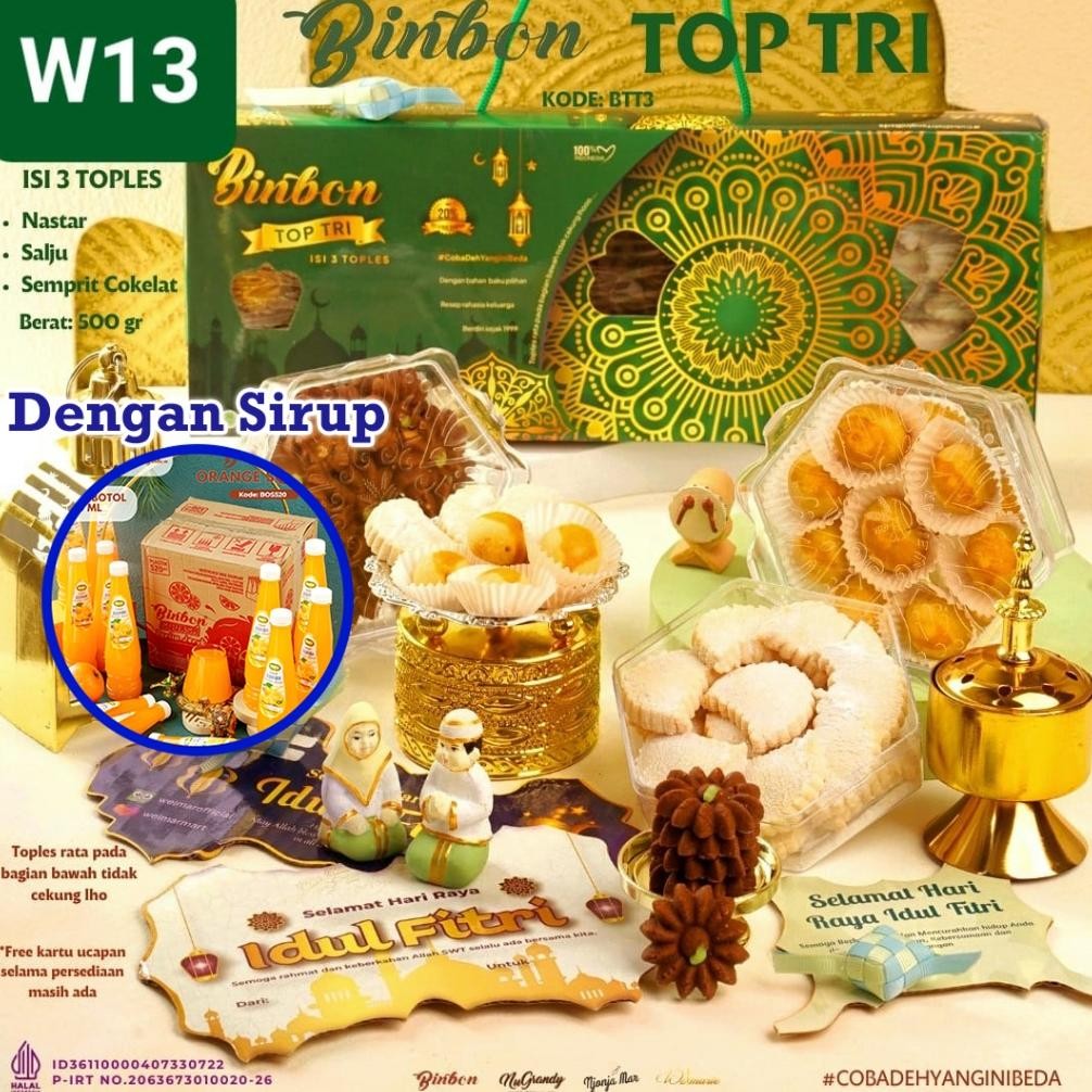 

Yt- Rmdodo - Kue Kering Lebaran Top Tri Squash Halal / Hampers Kue Lebaran Paket 3 Toples + 1 Sirup Yt-