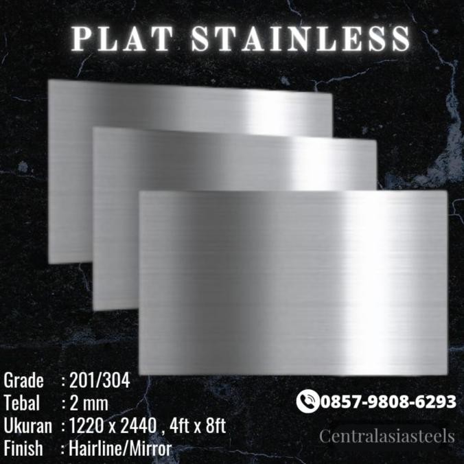 Plat Stainless Steel 2 Mm 1219 Mm X 2438 Mm / 4Ft X 8Ft "Lembaran" Berkualitas