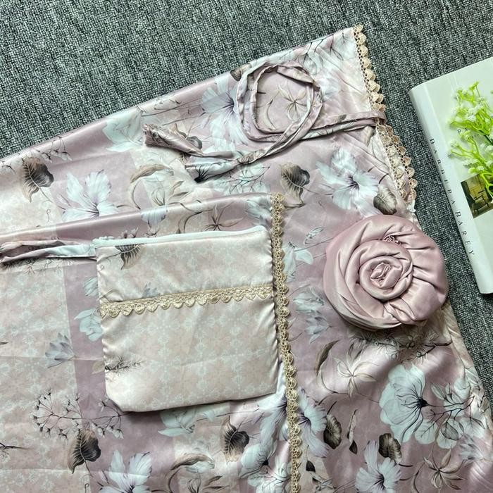 silky muslimstore mukena motif dewasa armanisilk 2in1 traveling bawahan polos rendah kecil cantik