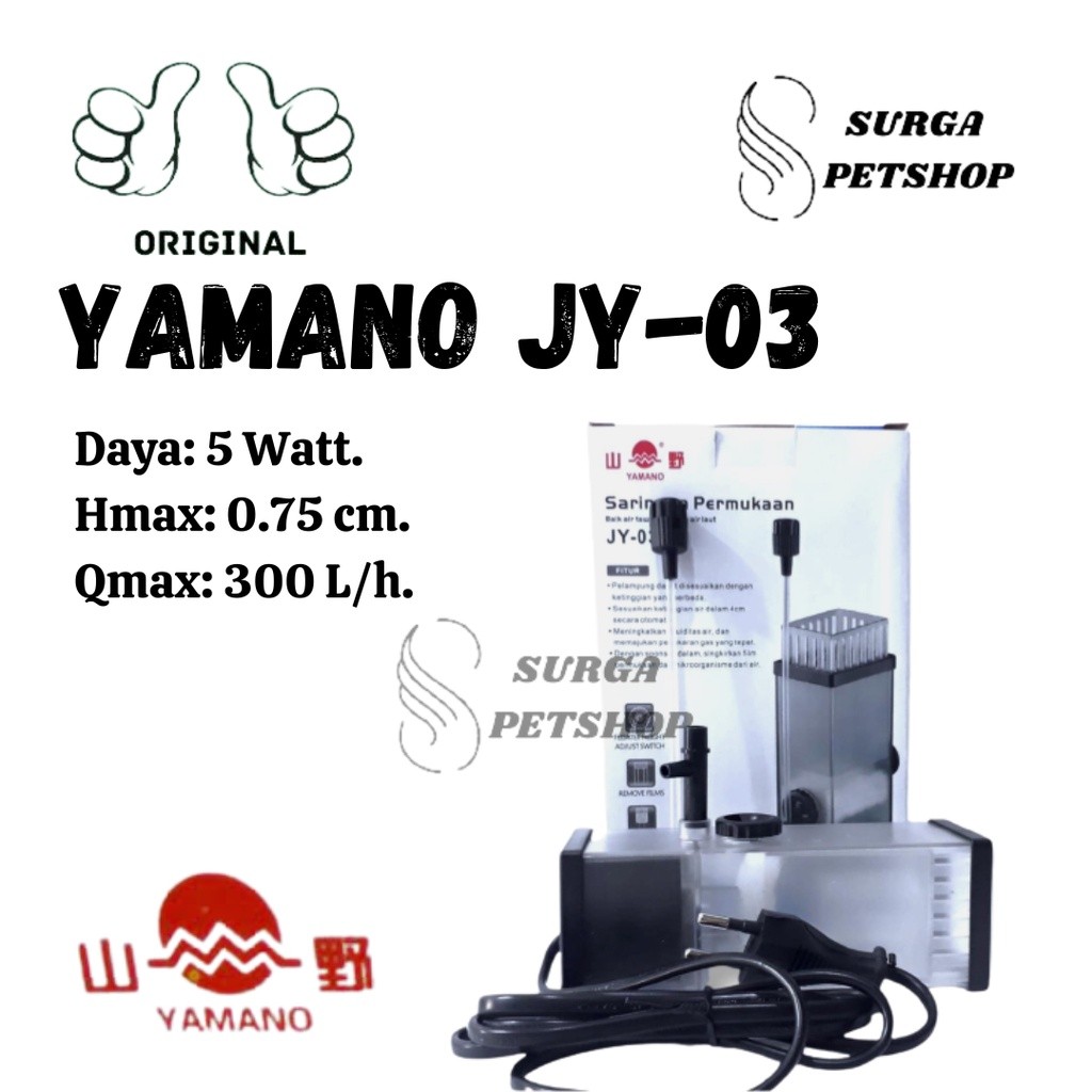YAMANO JY 03 Surface Skimmer Aquarium Kolam Ikan Pompa Skimer Akuarium Aquascape Busa Permukaan JY03