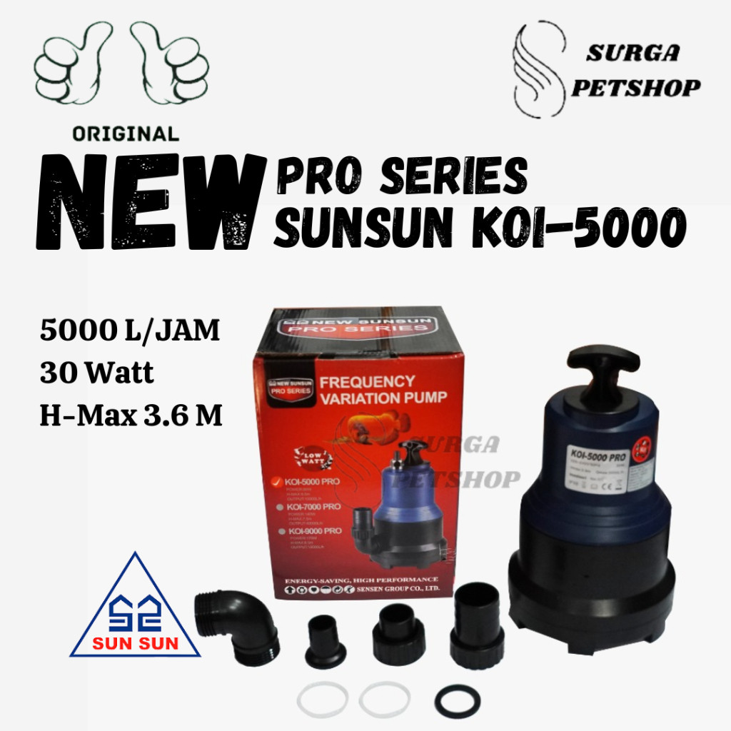 NEW SUNSUN KOI 5000 PRO SERIES POMPA AIR CELUP AKUARIUM KOLAM IKAN KOI5000PRO WATER FREQUENCY VARIAT