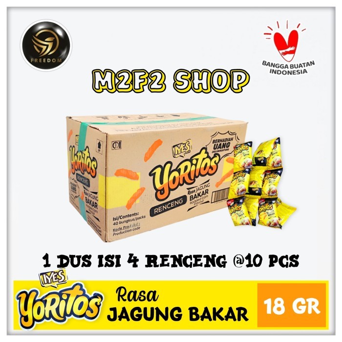 

BARANG TERLARIS Snack Yoritos Camilan Rasa Jagung Bakar Sachet - 18 gr (Harga Karton)