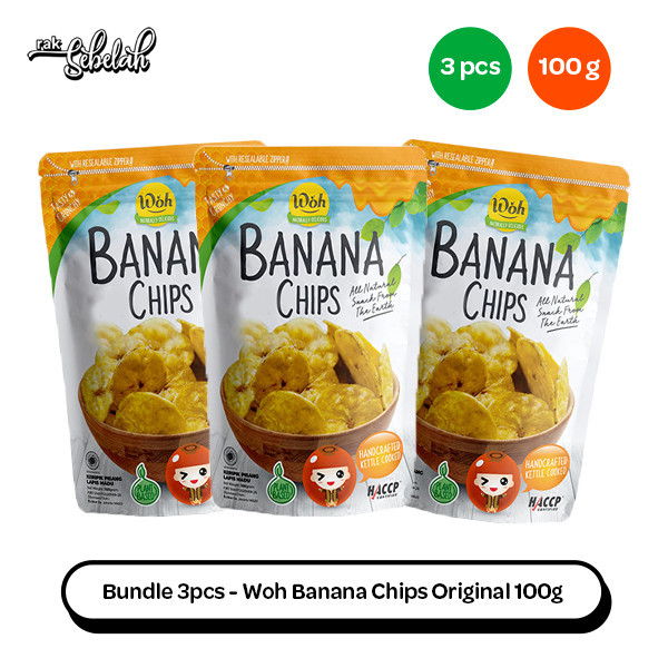 

BARANG TERLARIS Bundle 3pcs - Woh Banana Chips Original 100g Keripik Pisang Premium
