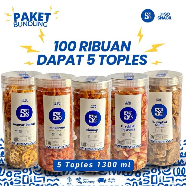 

Paket Bundling 5 Toples Cemilan - Cemilan - Cocok Buat Lebaran - Oleh Oleh - Hampers - Hadiah Diskon Setengah Harga
