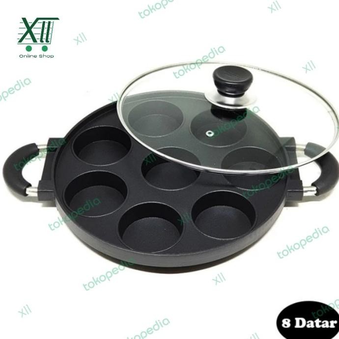 New Nagako Non Stick Cake Pan 8 Lubang Datar Cetakan Kue Lumpur Martabak Berkualitas