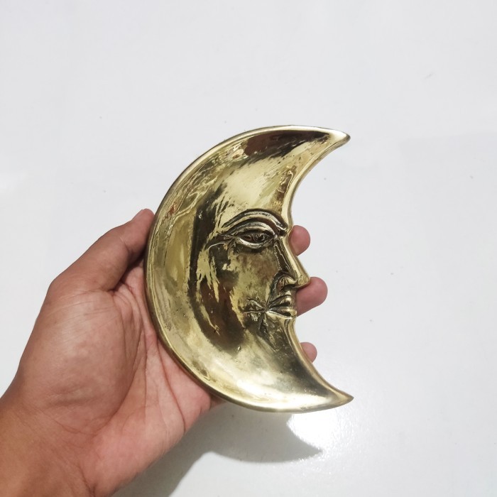 ><><><] Piring Bulan Kuningan Tempat Wadah Saji Unik Crescent Plate Brass Piring Antik Souvenir