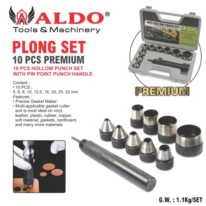 

PLONG SET 10 PCS PREMIUM 5 - 32 MM HEAVY DUTY /ALAT PLONG SET / ALAT PEMBUAT LUBANG GASKET 10 PCS