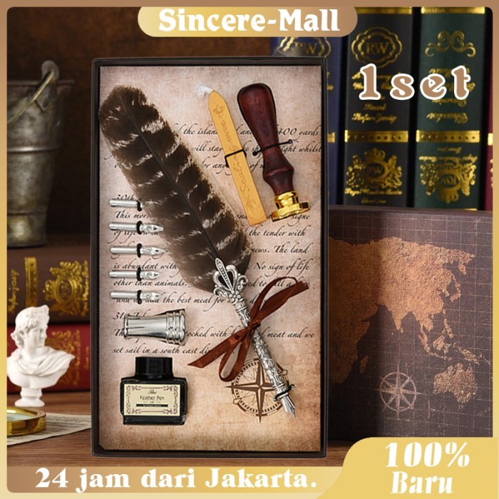 

BULPEN BULU KALIGRAFI FEATHER QUILL FOUNTAIN KALIGRAFI VINTAGE SET
