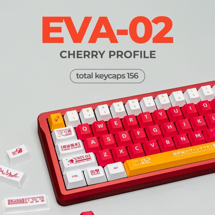 BEBAS ONGKIR - EVA-02 Evangelion PBT Dye Sub Keycaps