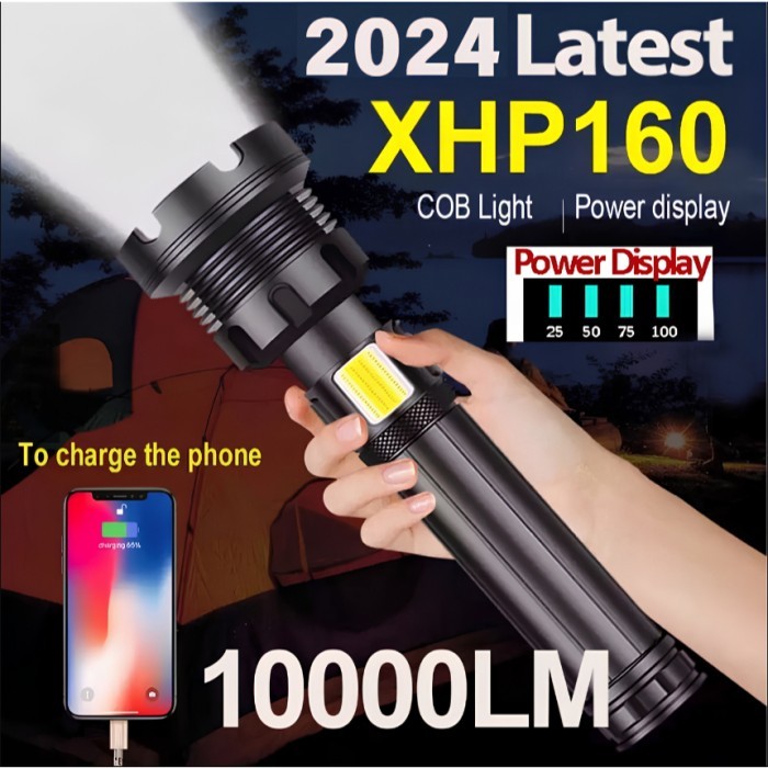 Senter Swat Led / Senter Led Xhp-160 / Senter Cas Usb Portable 7 Mode