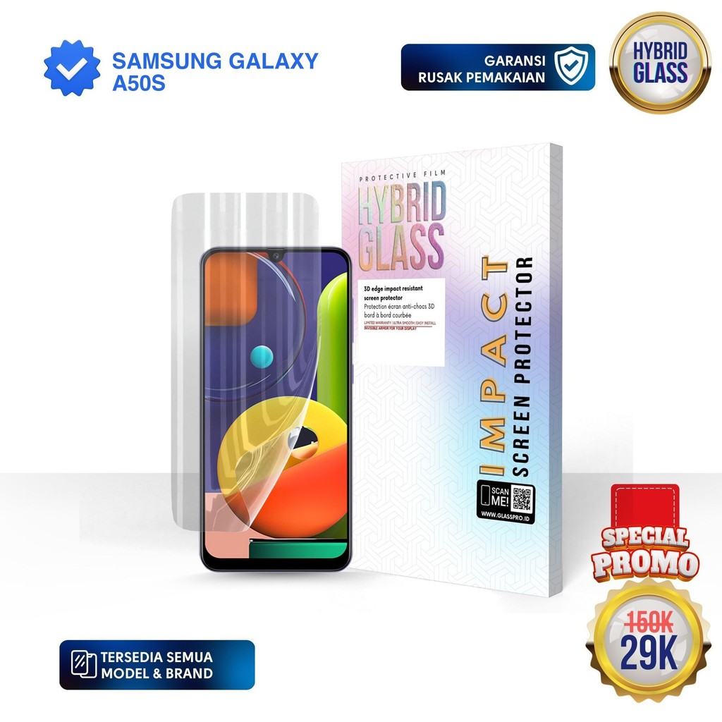 Hybrid Glass For SAMSUNG GALAXY A50S - Full Cover Hydrogel Anti Gores Premium Screen Protector Gloss