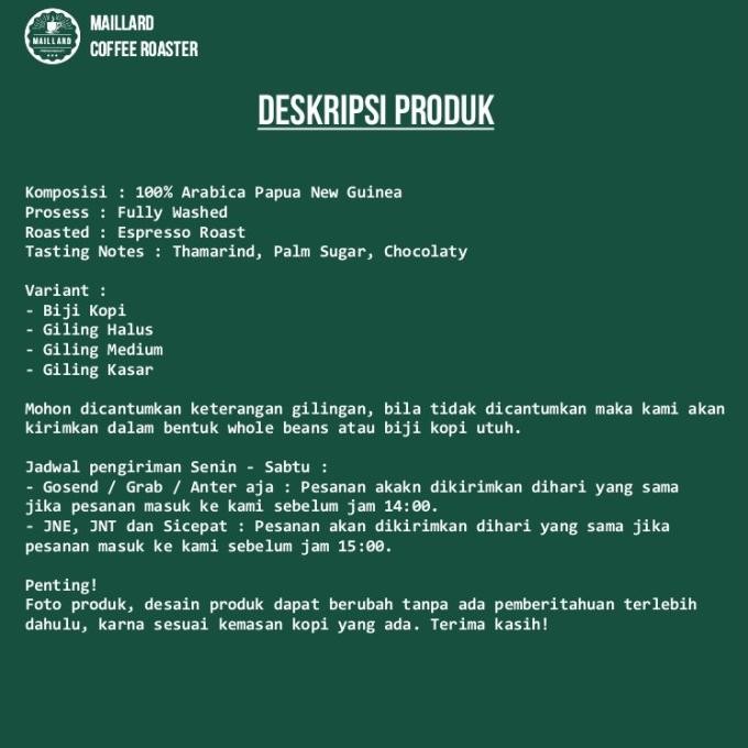 

BIJI KOPI ARABIKA ARABICA PAPUA 1KG - BIJI / BUBUK