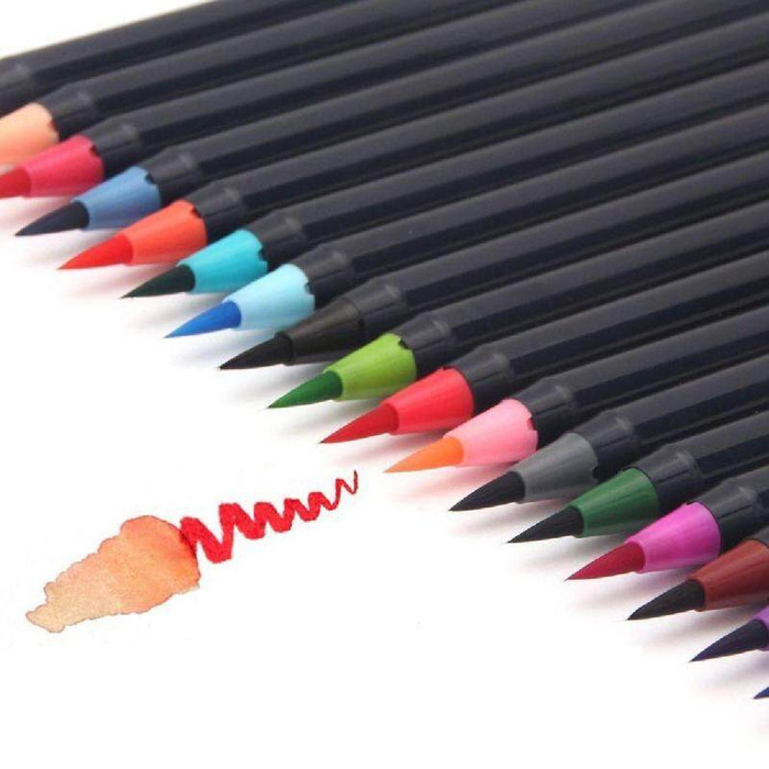 

NURDINCORP24 / FREE GIFT 20 COLOR PREMIUM PAINTING SOFT BRUSH PEN SET WATERCOLOR COPIC MARKERS PEN