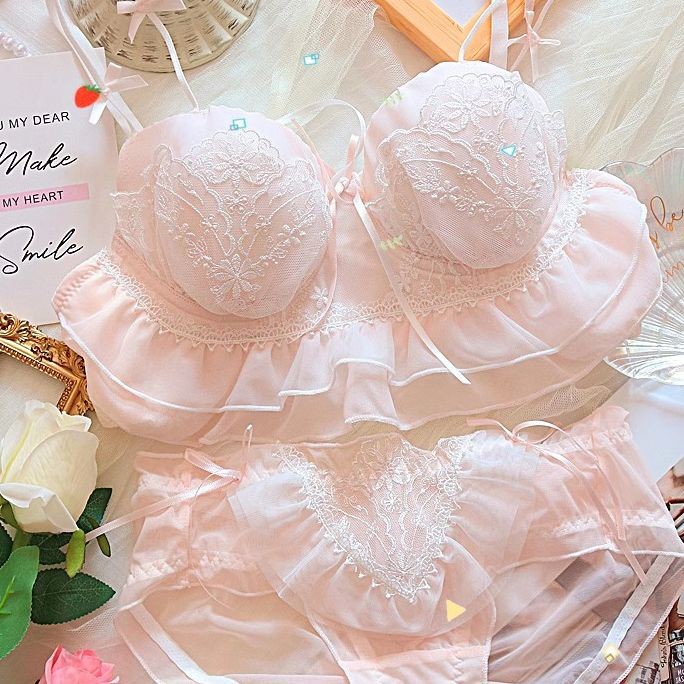 Set Bra Dada Kecil Berkumpul Tanpa Cincin Baja, Set Bra Lolita Perempuan