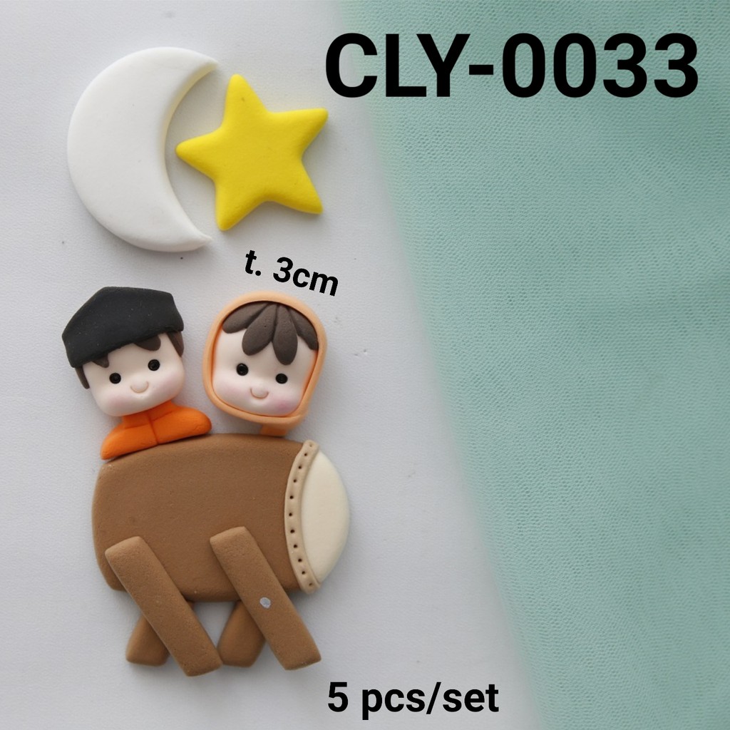 CLY-0033 Cake topper hiasan kue clay lebaran idul fitri bedug bintang (Clay)