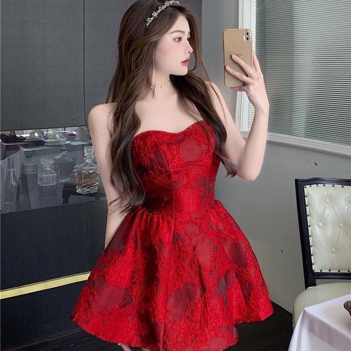 (Premium) Queen Red Dress Limited Edition / Party Dress /Dress Wanita Premium Kemben / Prewedding