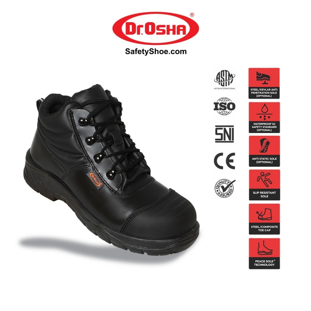 Dr OSHA Elite 3236 S1 Composite Safety Shoes Ankle Boot - Black
