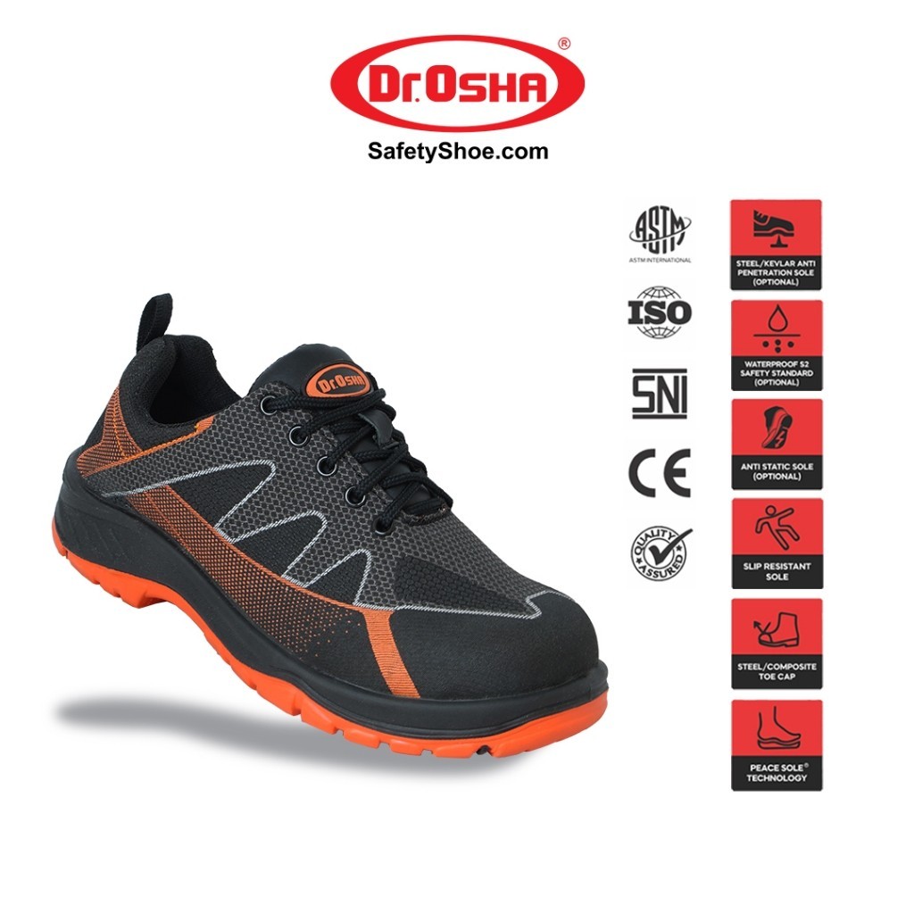 Dr OSHA Wolfar 9107 S1 Steel Safety Shoes - Black Orange