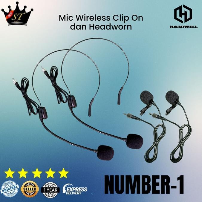 Grosir Hardwell Number-1 Clip On Headworn Mic Wireless Microphone Uhf Headset Bando Nirkabel Jepit U