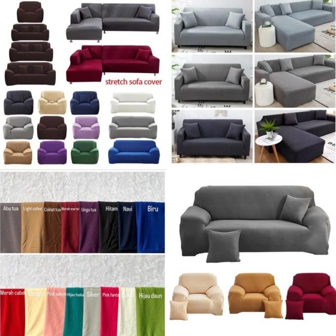 Murah Cover Sofa /Sarung Sofa Polos +Free 1Bh Sarung Bantal-2Seater