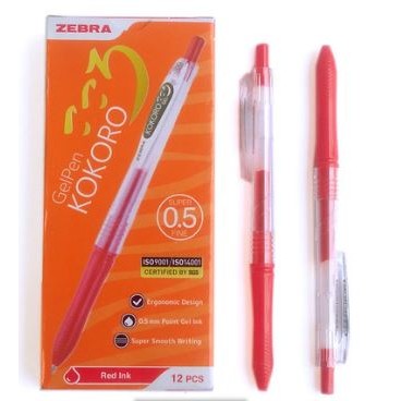 Gramedia Pettarani - Zebra - Pulpen Gel Kokoro 0.5 mm Warna Merah