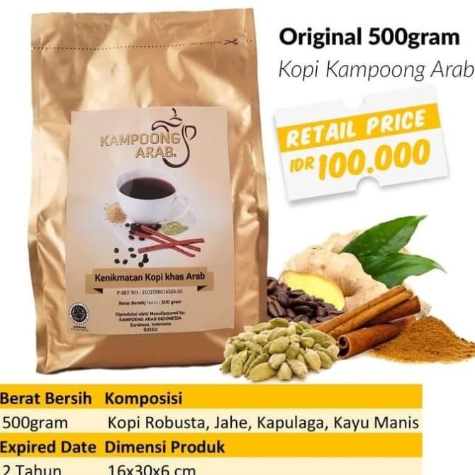 

*****] Kopi Kampoong Arab Kemasan 500gr (Tanpa Gula) Kopinya Kopi Robusta