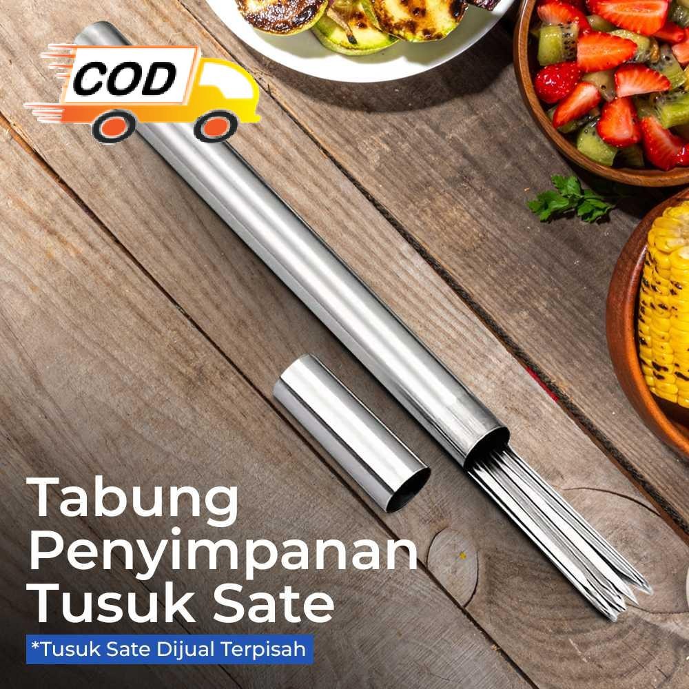Tabung Penyimpanan Tusuk Sate BBQ Organizer Stainless Steel 35cm