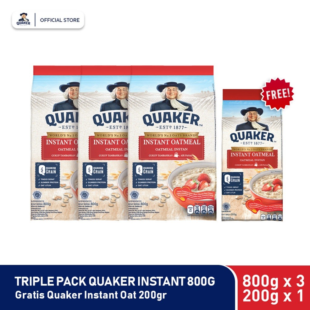 

Quaker Instan 800G 3pcs Free Quaker Instan 200g